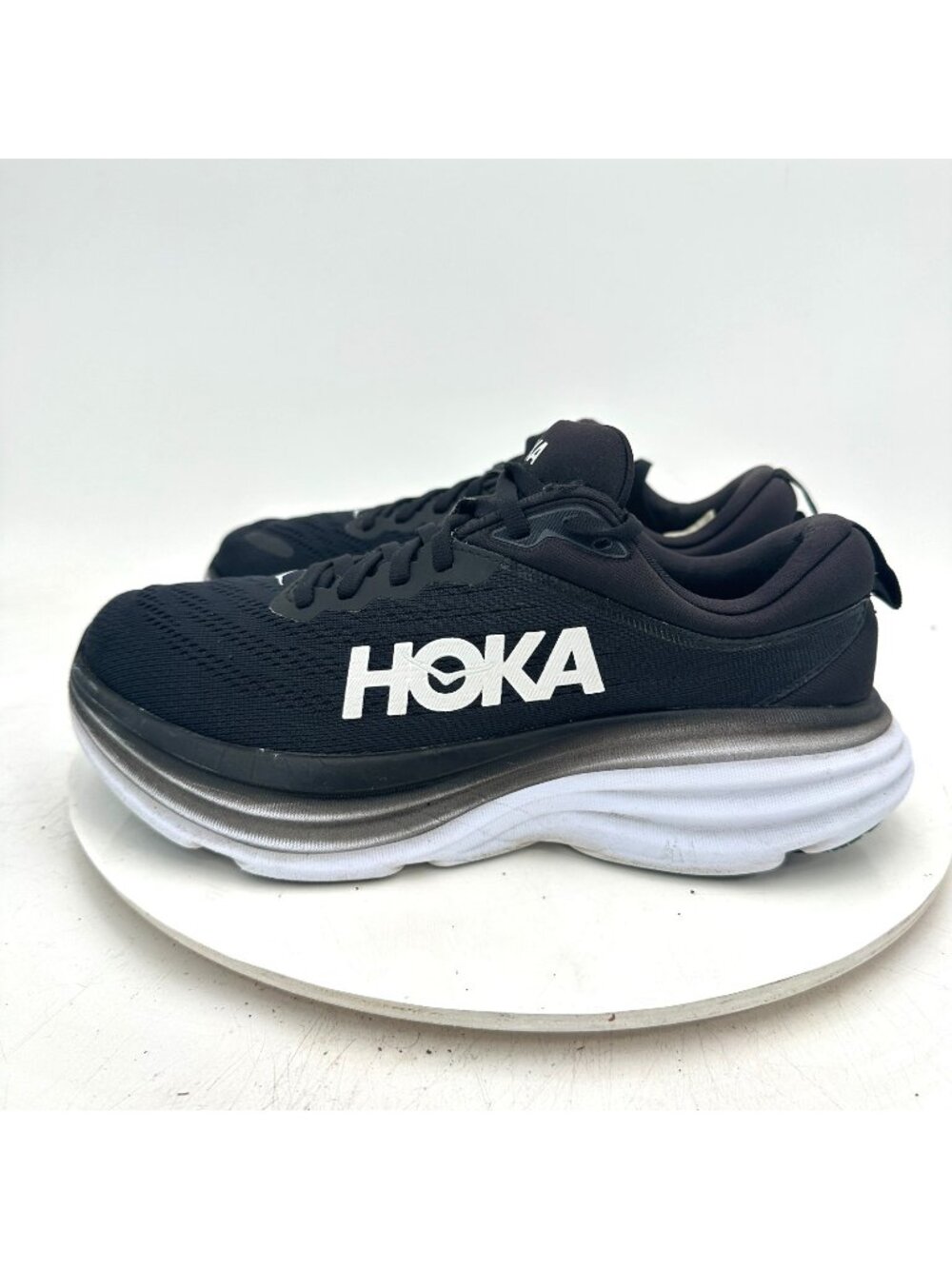 Hoka One One Bondi 8 Women Size 7.5B 1127952-BWHT Black White Shoes